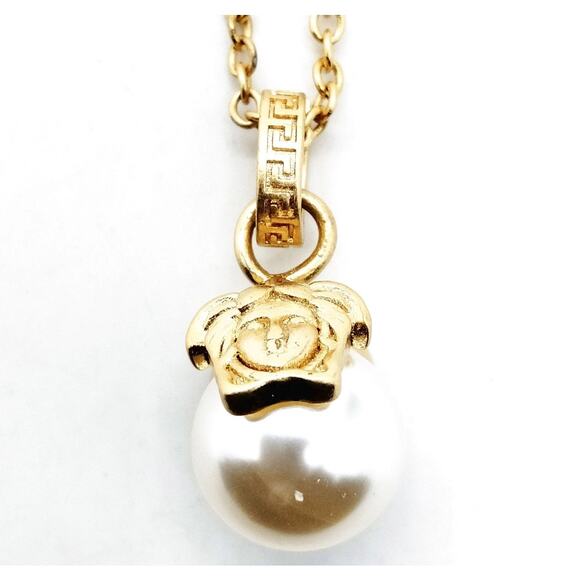 Versace Mothet of Pearl Gold Medusa Necklace - Picture 2 of 10